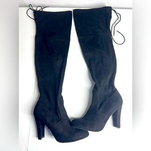 Massimo Faux Suede Over-The-Knee Boots Black Size 8,5